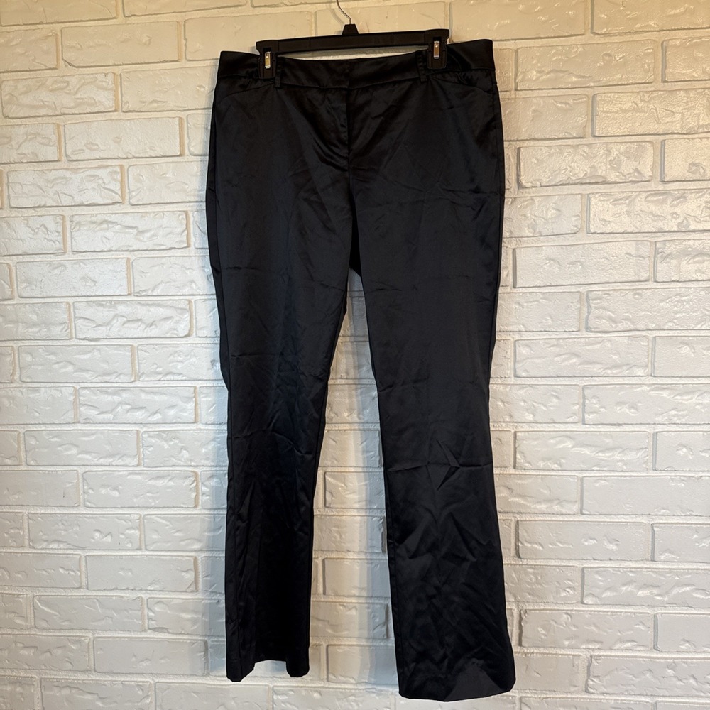 New York & Company Black Straight Leg Pants, Shiny Look. Sz 12